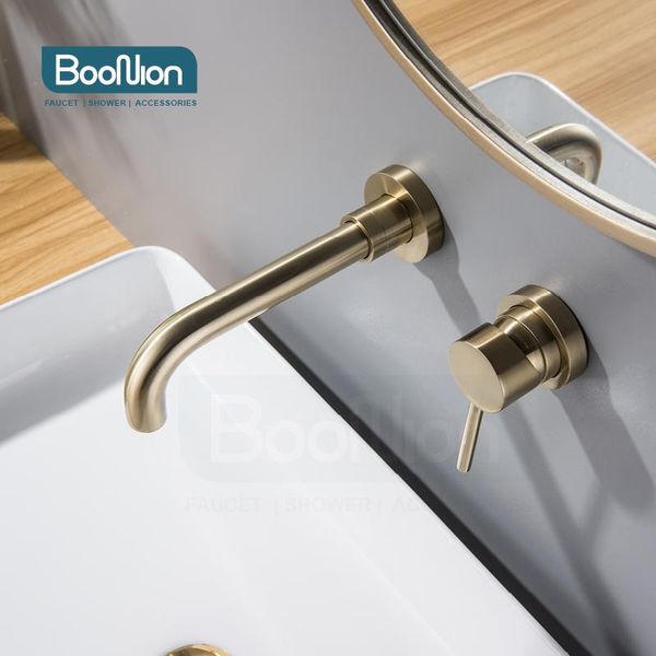 boonion brass brushed gold and cold water bathroom faucet wall mount mixer wash basin bath with modern single lever handle sink faucets
boonion brass brushed gold and cold water bathroom faucet wall mount mixer wash basin bath with modern single lever handle sink faucets