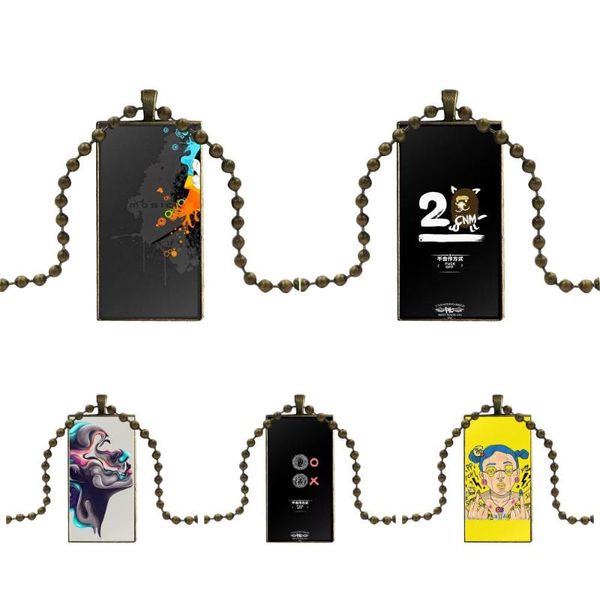 for party gift glass pendant necklace handmade half rectangle personality painting design necklaces, Silver
for party gift glass pendant necklace handmade half rectangle personality painting design necklaces, Silver