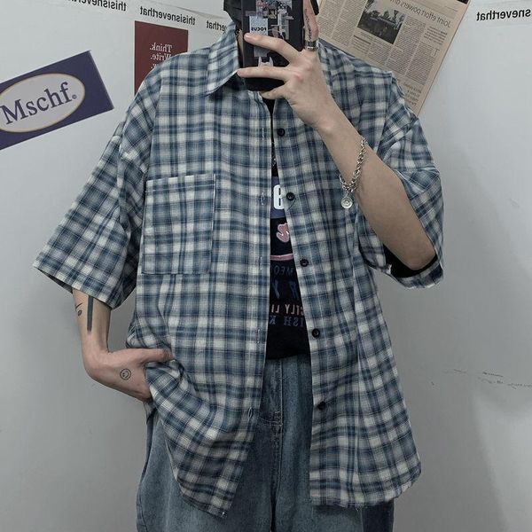 summer plaid shirt men's fashion retro cotton casual men streetwear wild loose korean short-sleeved shirts mens -xl, White;black
summer plaid shirt men's fashion retro cotton casual men streetwear wild loose korean short-sleeved shirts mens -xl, White;black