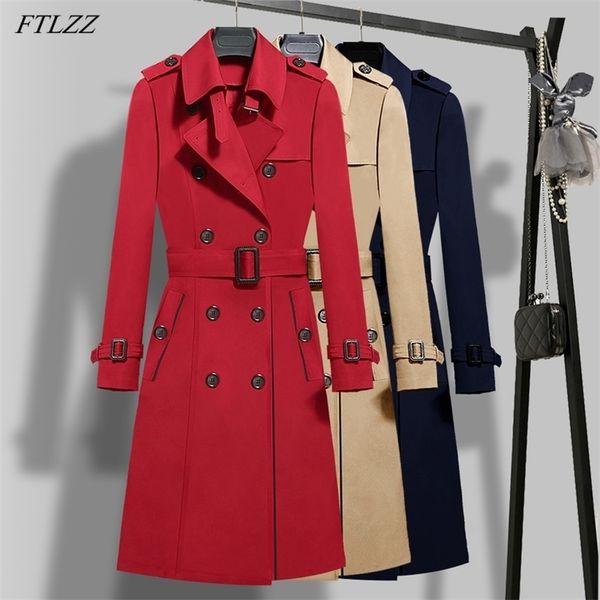ftlzz autumn winter women vintage turn-down collar double breasted long trench casual ladies slim with belt 210825, Tan;black
ftlzz autumn winter women vintage turn-down collar double breasted long trench casual ladies slim with belt 210825, Tan;black