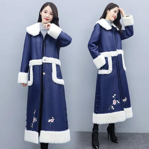 women's fur & faux lamb coat long over the knee winter chinese style plus velvet thick parka lady fashion patchwork overcoat y1389, Black
women's fur & faux lamb coat long over the knee winter chinese style plus velvet thick parka lady fashion patchwork overcoat y1389, Black