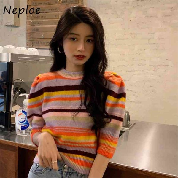 o neck pullover short sleeve knit sweater women hit color striped slim fit pull femme summer ladies wild 210422, White;black
o neck pullover short sleeve knit sweater women hit color striped slim fit pull femme summer ladies wild 210422, White;black