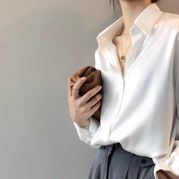 women satin blouses womens shirt turn down collar long sleeve and boho blusas roupa feminina, White
women satin blouses womens shirt turn down collar long sleeve and boho blusas roupa feminina, White