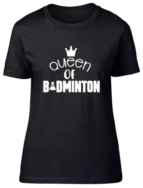queen of badminton fitted womens ladies t shirt, White;black
queen of badminton fitted womens ladies t shirt, White;black