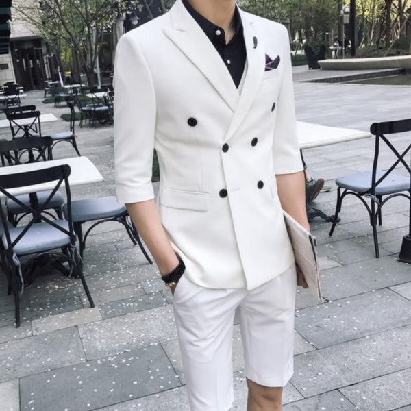 men's suits & blazers summer custom fashion white men for wedding bridegroom man suit slim fit business party jacket shorts, White;black
men's suits & blazers summer custom fashion white men for wedding bridegroom man suit slim fit business party jacket shorts, White;black