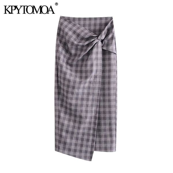 women chic fashion with knot vents hem check midi skirt vintage high waist back zipper female skirts mujer 210420, Black
women chic fashion with knot vents hem check midi skirt vintage high waist back zipper female skirts mujer 210420, Black