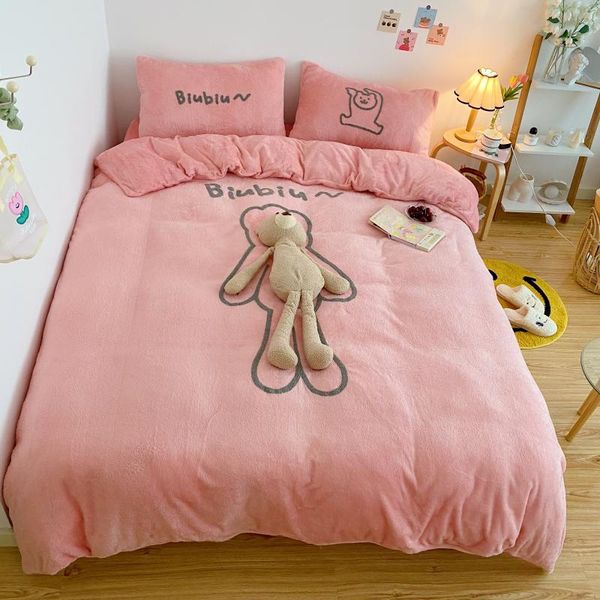 bedding sets pink cute removable toy bear warm velvet flannel fleece set double duvet cover bed sheet home pillowcases textiles
bedding sets pink cute removable toy bear warm velvet flannel fleece set double duvet cover bed sheet home pillowcases textiles