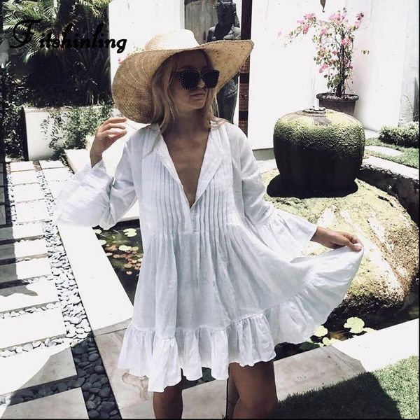 pleated autumn beach bohemian women dress flare sleeve pareos ruffles whte short dresses for, Black;gray
pleated autumn beach bohemian women dress flare sleeve pareos ruffles whte short dresses for, Black;gray