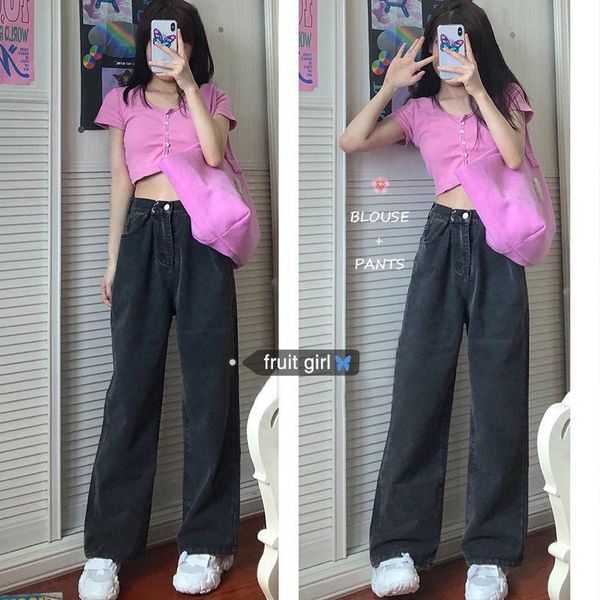 women's jeans woman pants 2021 spring/summer high waist straight pantalones vaqueros mujer, Blue
women's jeans woman pants 2021 spring/summer high waist straight pantalones vaqueros mujer, Blue