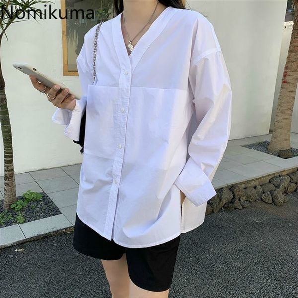nomikuma blusas mujer v neck long sleeve shirts women solid color single breasted casual loose blouse pockets korean 3c346 210514, White
nomikuma blusas mujer v neck long sleeve shirts women solid color single breasted casual loose blouse pockets korean 3c346 210514, White