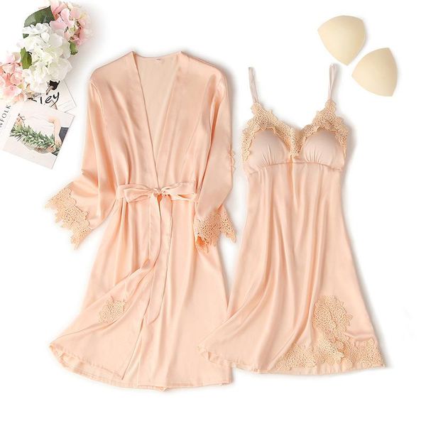 women's sleepwear 2pieces lace satin robe gown sets est pyjamas padded nightgowns bathrobes home suits pijamas, Black;red
women's sleepwear 2pieces lace satin robe gown sets est pyjamas padded nightgowns bathrobes home suits pijamas, Black;red
