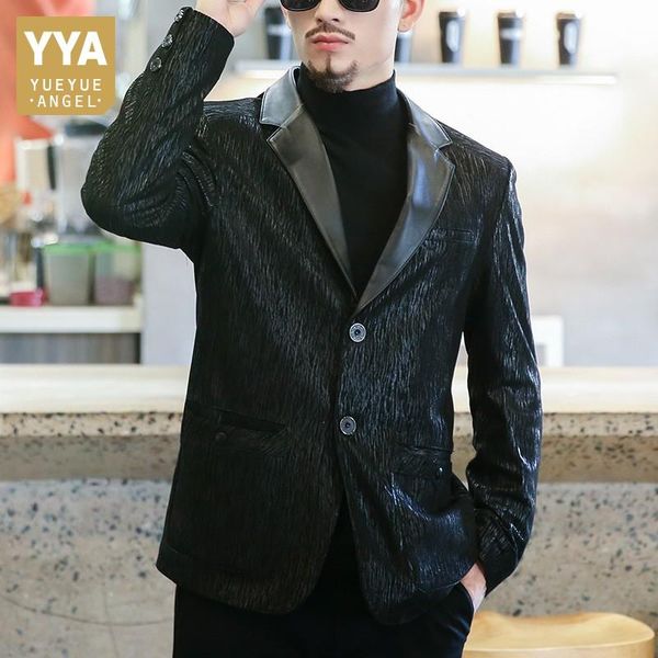 men's leather & faux designer men office casual real blazer british style single breasted print suit jacket brand sheepskin coat plus s, Black
men's leather & faux designer men office casual real blazer british style single breasted print suit jacket brand sheepskin coat plus s, Black