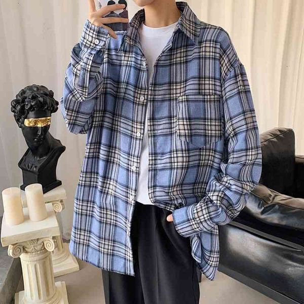 men's casual shirts spring autumn cotton plaid fashion retro men streetwear korean loose long sleeve mens -2xl 2i2w, White;black
men's casual shirts spring autumn cotton plaid fashion retro men streetwear korean loose long sleeve mens -2xl 2i2w, White;black