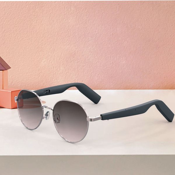 grey Metal frame smart glasses WGP audio sunglasses Bluetooth connected ear speakers
grey Metal frame smart glasses WGP audio sunglasses Bluetooth connected ear speakers