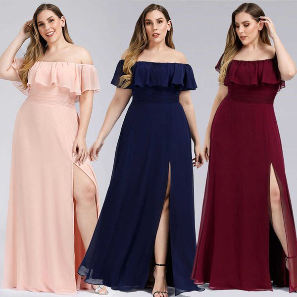luxury party evening dress sweet one neck solid quality chiffon off shoulder hem split large spring and autumn evening, Black
luxury party evening dress sweet one neck solid quality chiffon off shoulder hem split large spring and autumn evening, Black
