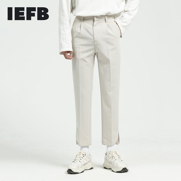 iefb men's wear irregular split suit pants spring korean fashion straight ankle length trousers casual british 9y5960 210524, Black
iefb men's wear irregular split suit pants spring korean fashion straight ankle length trousers casual british 9y5960 210524, Black