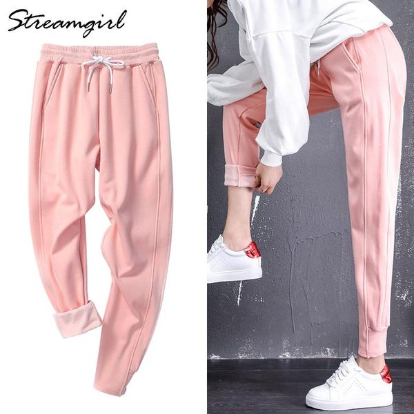 women's pants & capris sweatpants women winter trousers casual harem woman warm pink ladies female, Black;white
women's pants & capris sweatpants women winter trousers casual harem woman warm pink ladies female, Black;white