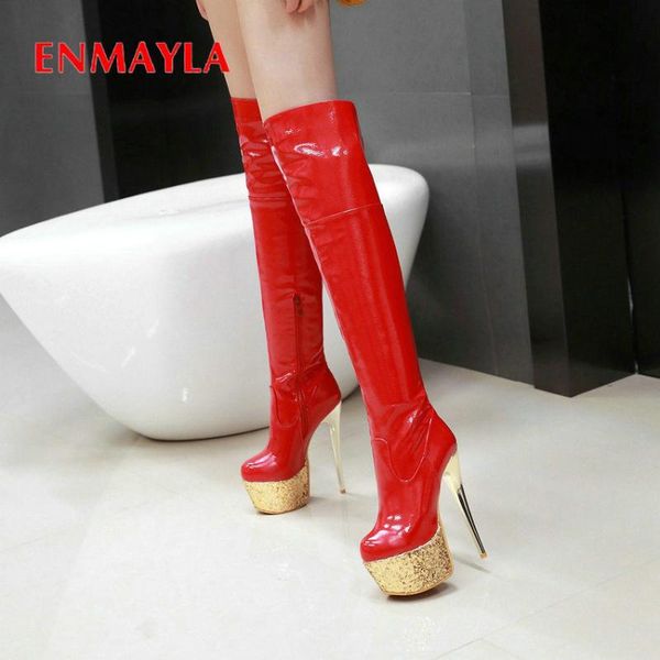 boots enmayla 2021 women winter party thigh high patent leather round toe thin heel over the knee 34-43, Black
boots enmayla 2021 women winter party thigh high patent leather round toe thin heel over the knee 34-43, Black