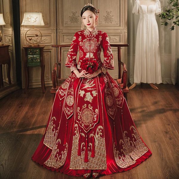 ethnic clothing women vintage chinese traditional embroidery rhinestone formal dress royal wedding cheongsam bride tang suit qipao, Red
ethnic clothing women vintage chinese traditional embroidery rhinestone formal dress royal wedding cheongsam bride tang suit qipao, Red