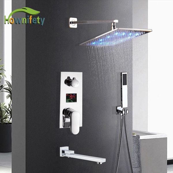 chrome led concealed shower set cold mixer faucet brass rainfall head bathroom systems with digital sets 
chrome led concealed shower set cold mixer faucet brass rainfall head bathroom systems with digital sets