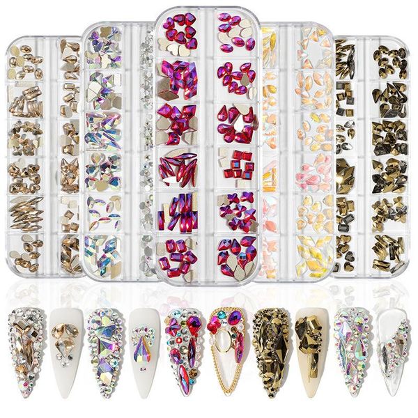 nail art decorations 12 grids/box ab rhinestone gem 3d accessories crystal jewelry stained glass diamond manicure decoration, Silver;gold
nail art decorations 12 grids/box ab rhinestone gem 3d accessories crystal jewelry stained glass diamond manicure decoration, Silver;gold