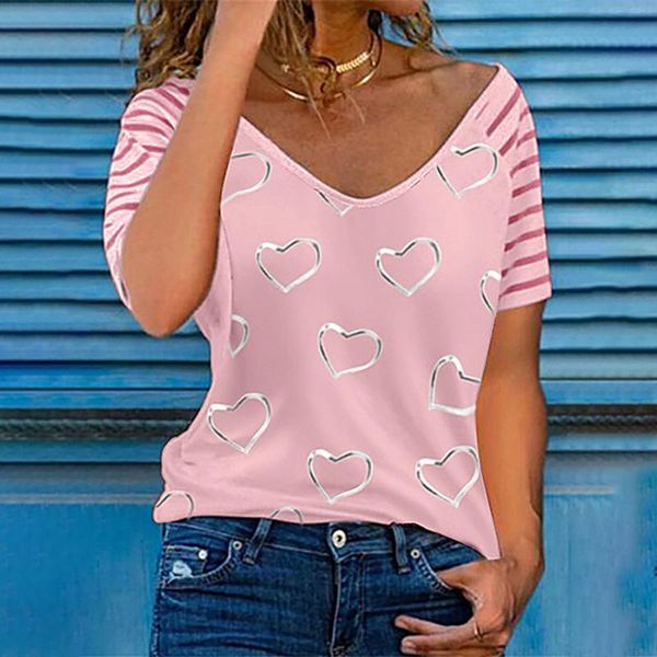 women's blouses & shirts haut femme women fashion v-neck short sleeve heart print casual loose basic ladies mujer bluzki damskie, White
women's blouses & shirts haut femme women fashion v-neck short sleeve heart print casual loose basic ladies mujer bluzki damskie, White