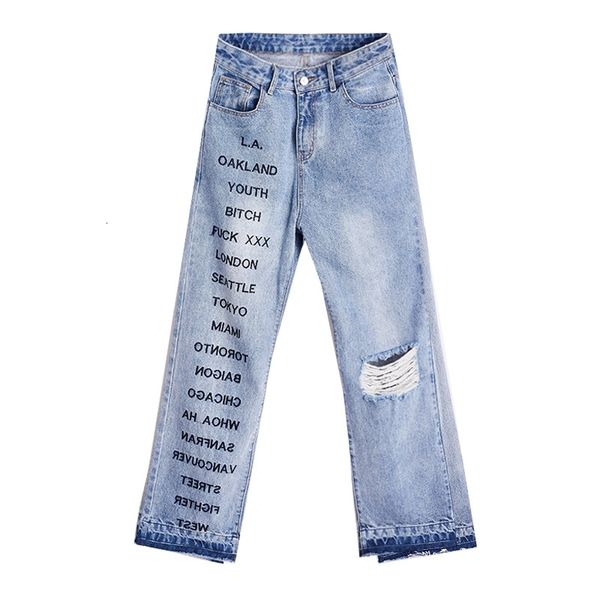 hip hop jeans vintage embroidered letter trousers loose hole western style casual fashion men's pants high street, Blue
hip hop jeans vintage embroidered letter trousers loose hole western style casual fashion men's pants high street, Blue