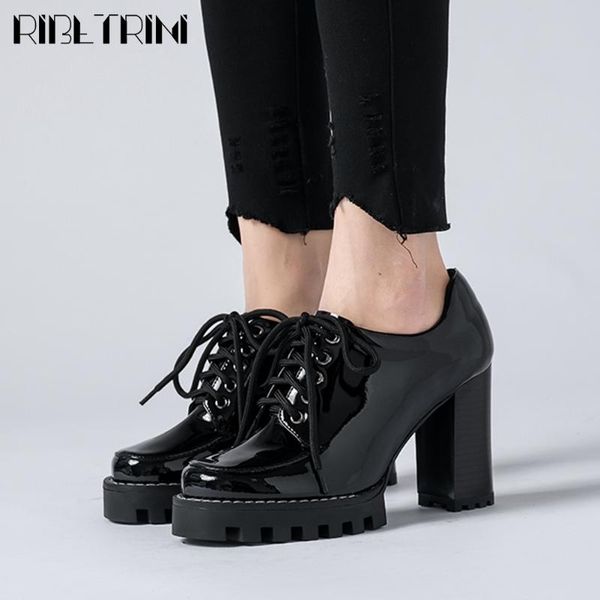 dress shoes ribetrini elegant low platform patent leather women pumps high heels office, Black
dress shoes ribetrini elegant low platform patent leather women pumps high heels office, Black