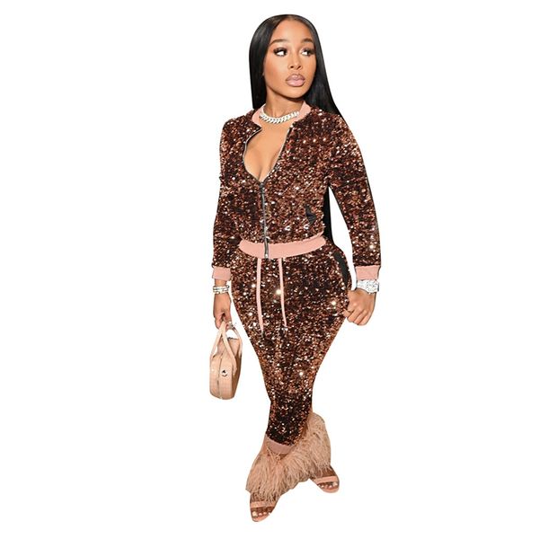 designer womens sequined two piece pants fashion trend splicing velvet zipper sweatshirts jogging tracksuits female casual golden velvet set, White
designer womens sequined two piece pants fashion trend splicing velvet zipper sweatshirts jogging tracksuits female casual golden velvet set, White
