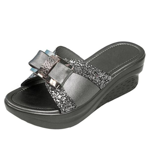 women slippers summer shoes for fashion sequin bow wedges casual platform non-slip beach female qq136, Black
women slippers summer shoes for fashion sequin bow wedges casual platform non-slip beach female qq136, Black