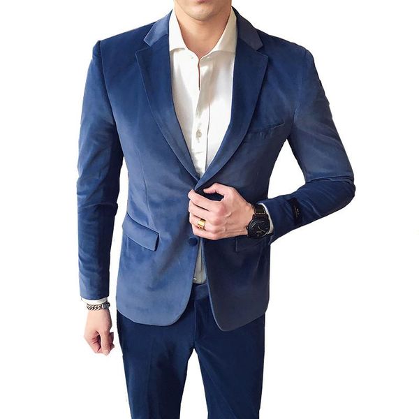 men's suits & blazers british style slim royal blue autumn and winter gold velvet trend suit two-piece luxury (coat + pants), White;black
men's suits & blazers british style slim royal blue autumn and winter gold velvet trend suit two-piece luxury (coat + pants), White;black
