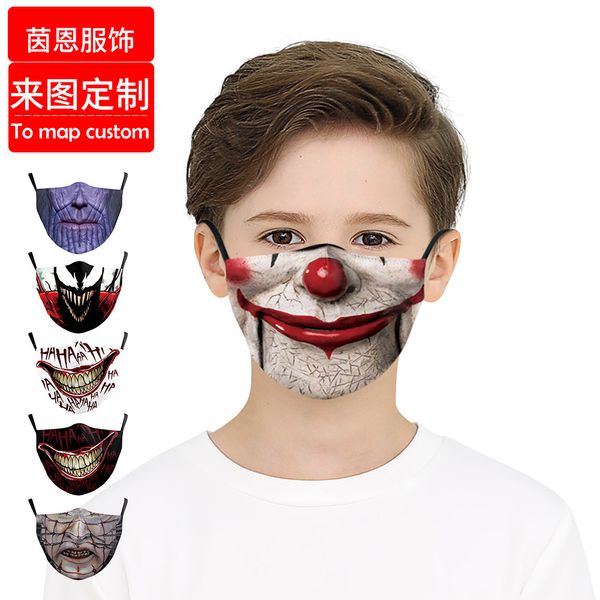high-quality masks halloween clown skeleton 3d digital printed child protective mask with filter
high-quality masks halloween clown skeleton 3d digital printed child protective mask with filter