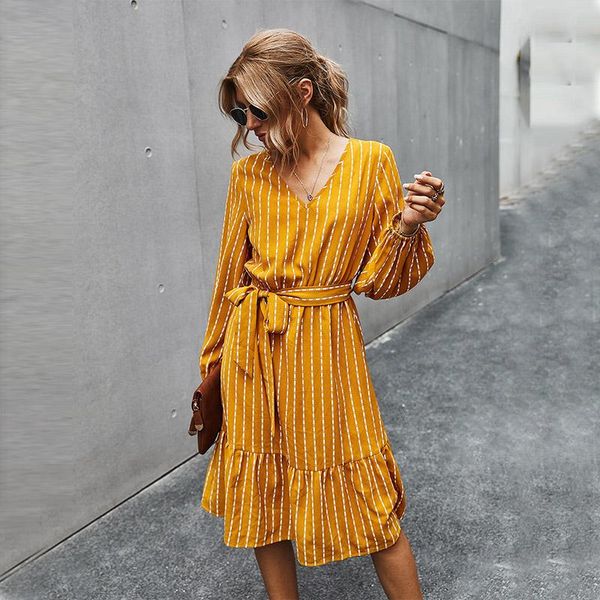 casual dresses women dress autumn long sleeve v-neck striped print fashion high waist lace up party midi elegant vestidos 2021, Black;gray
casual dresses women dress autumn long sleeve v-neck striped print fashion high waist lace up party midi elegant vestidos 2021, Black;gray