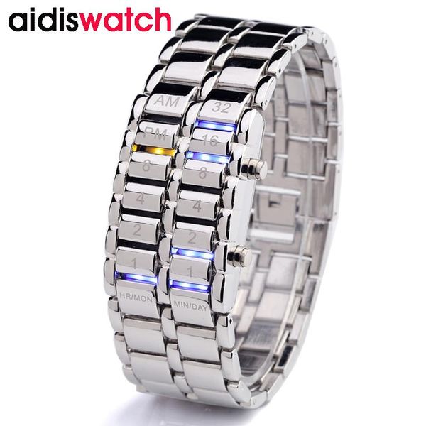 wristwatches sports student creativity led digital watch lovers waterproof binary watches backlight stainless steel bracelet with men, Slivery;brown
wristwatches sports student creativity led digital watch lovers waterproof binary watches backlight stainless steel bracelet with men, Slivery;brown