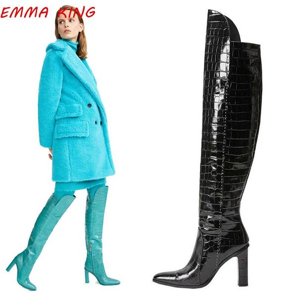 chunky 2021 women heels knee high crocodile boots pointed toe runaway shoes woman winter side zipper long, Black
chunky 2021 women heels knee high crocodile boots pointed toe runaway shoes woman winter side zipper long, Black