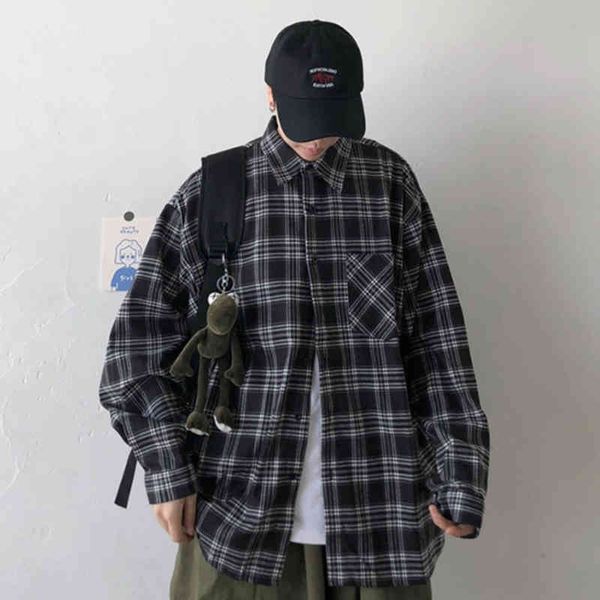 men's casual shirts brand chemise homme street men blouse vintage oversized flannel boyfriend plaid shirt for women korean 5mv4, White;black
men's casual shirts brand chemise homme street men blouse vintage oversized flannel boyfriend plaid shirt for women korean 5mv4, White;black
