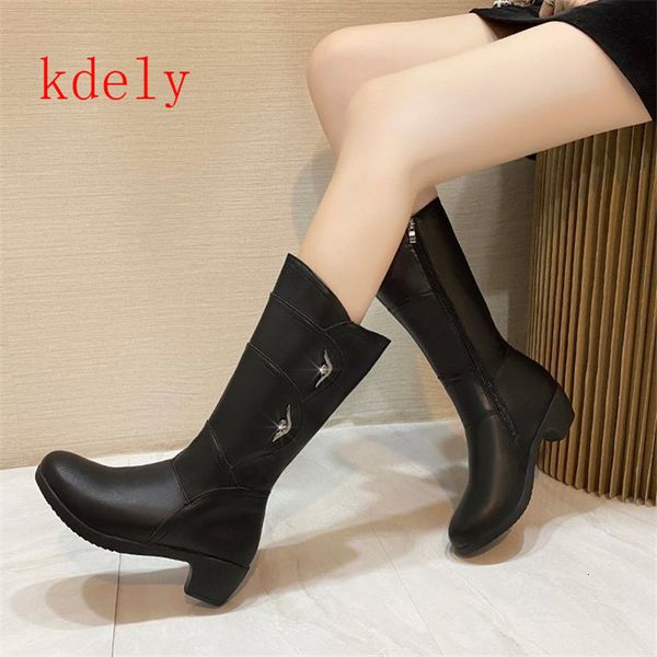 boots women's mother female ladies genuine leather shoes botas knee high zipper winter warm plush mid calf plus size lmji, Black
boots women's mother female ladies genuine leather shoes botas knee high zipper winter warm plush mid calf plus size lmji, Black
