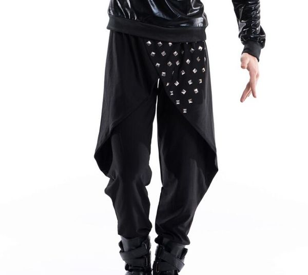 men's pants arrived 2021 nightclub bar stage wear dj rock male fashion hip-hop personality rivet dovetail harem trousers, Black
men's pants arrived 2021 nightclub bar stage wear dj rock male fashion hip-hop personality rivet dovetail harem trousers, Black