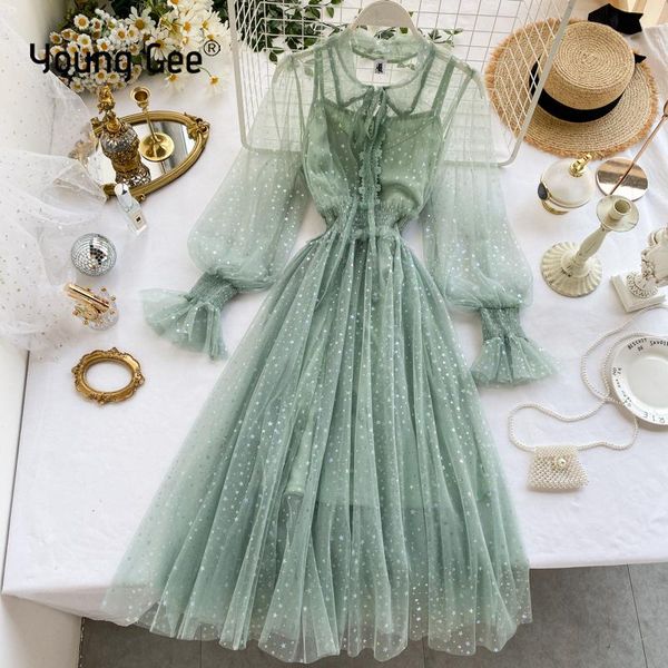 young gee elegant womens dresses stars sequined mesh lantern sleeve tunic dress autumn spring bow neck a line midi robe casual, Black;gray
young gee elegant womens dresses stars sequined mesh lantern sleeve tunic dress autumn spring bow neck a line midi robe casual, Black;gray