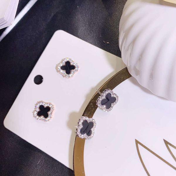 clover earrings women's pure silver simple small earrings, Black
clover earrings women's pure silver simple small earrings, Black