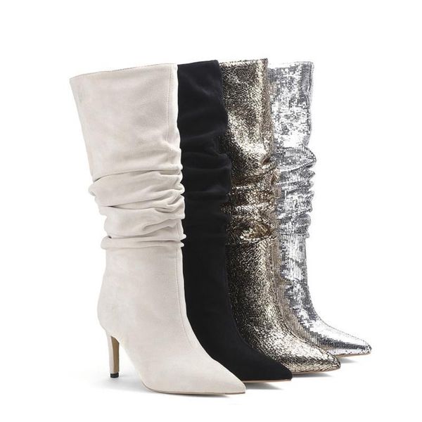 orchalisa plus size 33-45 womens pleated boots 8cmthin heels knee stilettos autumn winter ladies bling party shoes xie6, Black
orchalisa plus size 33-45 womens pleated boots 8cmthin heels knee stilettos autumn winter ladies bling party shoes xie6, Black