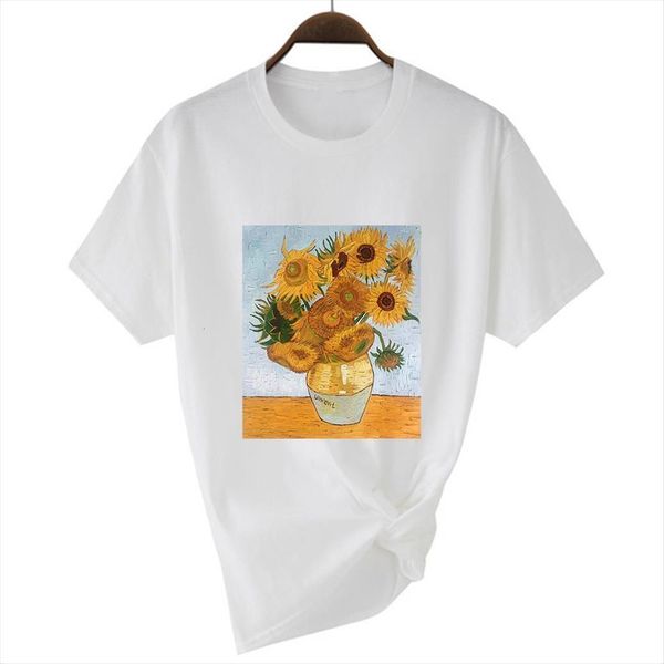 a yellow potted flower graphic womens t shirt fashion funny style van gogh head classic selling, White
a yellow potted flower graphic womens t shirt fashion funny style van gogh head classic selling, White