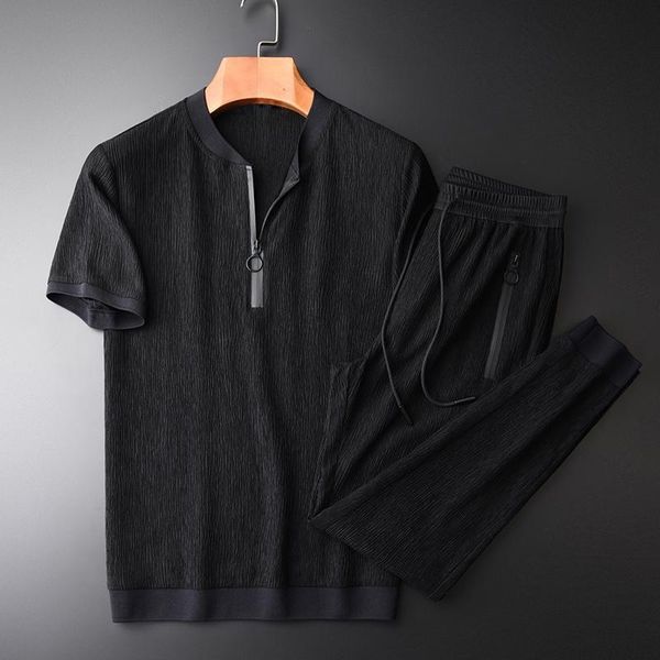 men's tracksuits baseball collar men sets (t-shirts+pants) plus size 4xl wrinkle fabric casual thin man summer ninth pants mans, Gray
men's tracksuits baseball collar men sets (t-shirts+pants) plus size 4xl wrinkle fabric casual thin man summer ninth pants mans, Gray