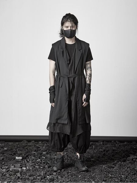 men's vests 2021 fashion personality cape leisure coat two piece neutral robe vest, Black;white
men's vests 2021 fashion personality cape leisure coat two piece neutral robe vest, Black;white