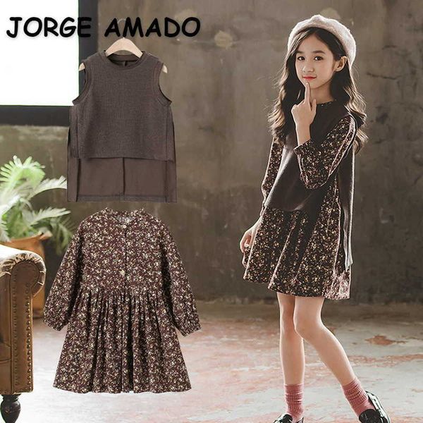 spring teenagers girls 2-pcs sets floral dress + wool vest sweet style children outwear clothes e9908 210610, White
spring teenagers girls 2-pcs sets floral dress + wool vest sweet style children outwear clothes e9908 210610, White