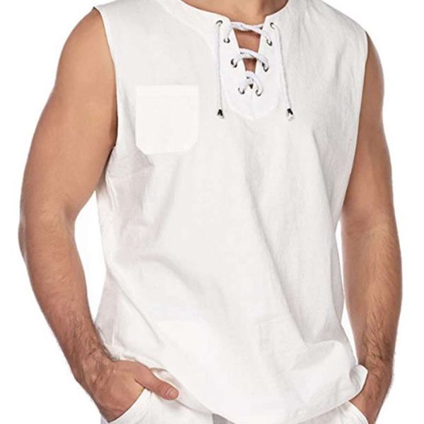 men's shirt solid color men's sleeveless shirt fashion lace up white short sleeve style, White;black
men's shirt solid color men's sleeveless shirt fashion lace up white short sleeve style, White;black