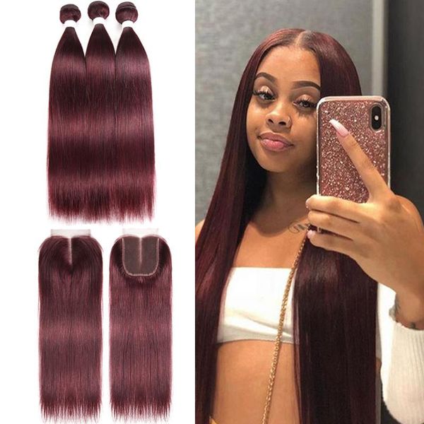 human hair bulks 99j/burgundy red bundles with closure 4x4 brazilian straight colored weave non-remy kemy, Black
human hair bulks 99j/burgundy red bundles with closure 4x4 brazilian straight colored weave non-remy kemy, Black