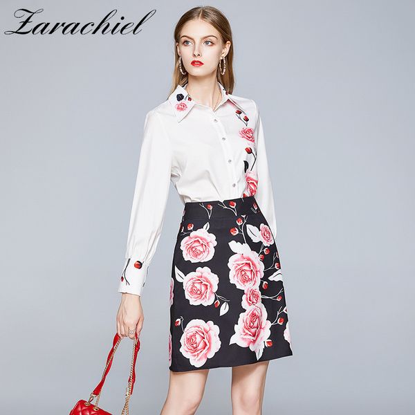 skirts women autumn elegant floral suits runway designer white flower print shirt and high waist short skirt two piece set, Black
skirts women autumn elegant floral suits runway designer white flower print shirt and high waist short skirt two piece set, Black
