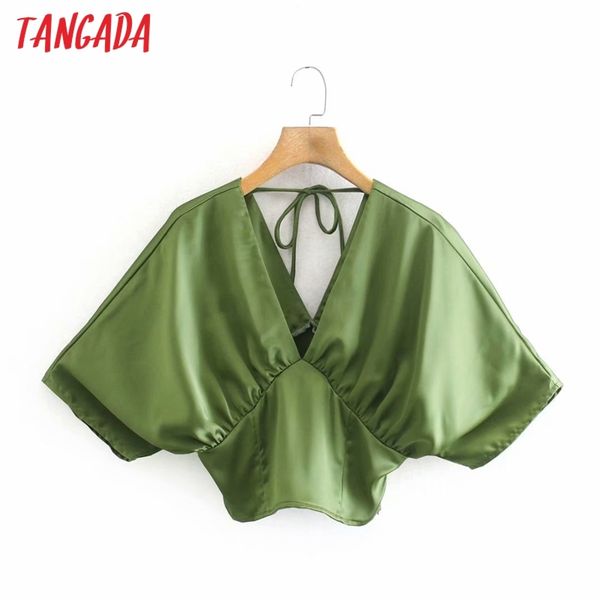 women retro green backless shirt summer blouse bow short sleeve chic female xn326 210416, White
women retro green backless shirt summer blouse bow short sleeve chic female xn326 210416, White