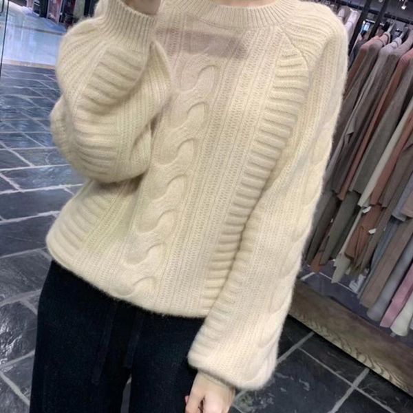 women's sweaters round neck sweater women 2021 winter lantern sleeve wool oversized warm knitted pullover cashmere top, White;black
women's sweaters round neck sweater women 2021 winter lantern sleeve wool oversized warm knitted pullover cashmere top, White;black